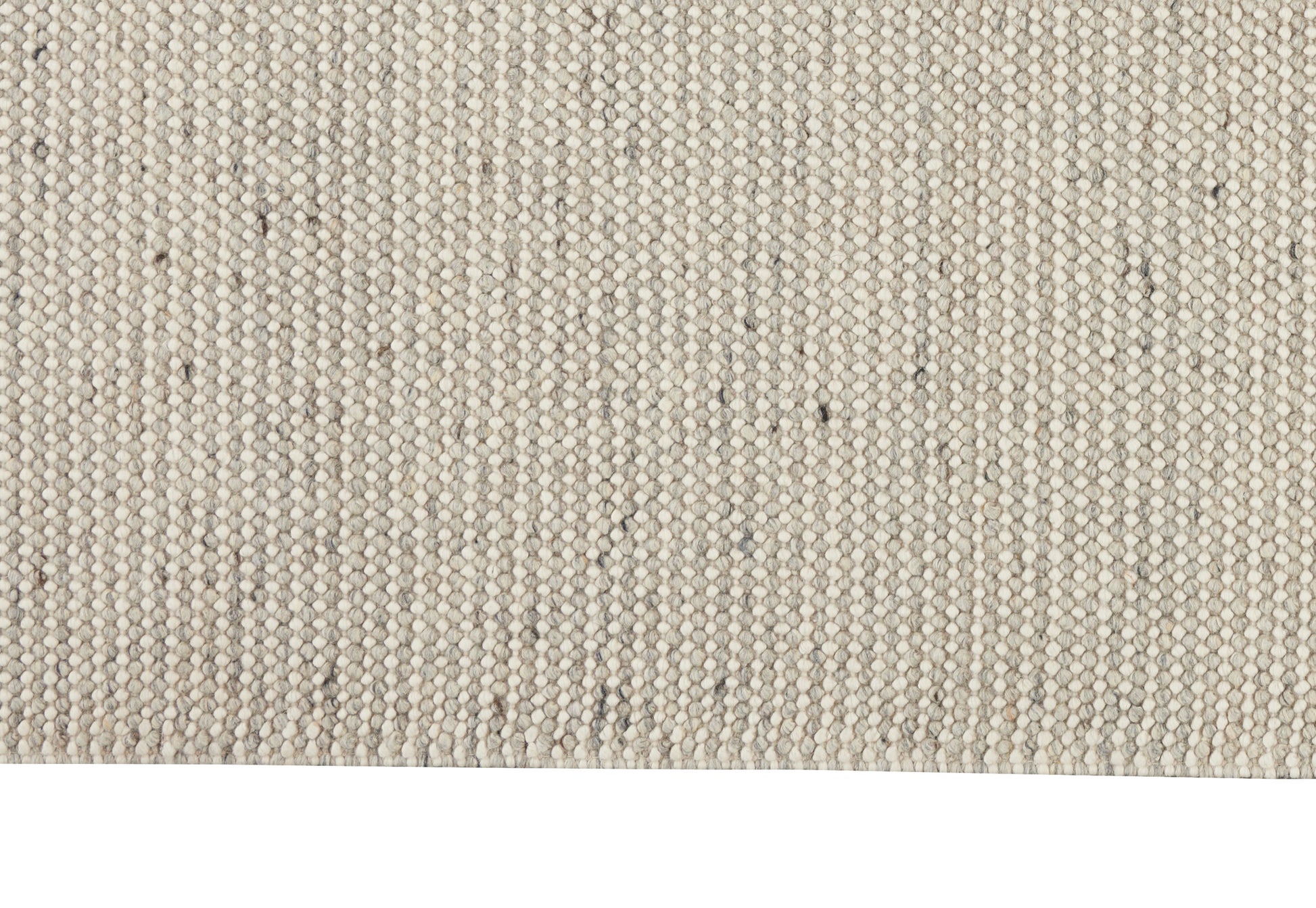 Beige textured woven rug close-up with looped yarn and subtle gray flecks for a casual modern look