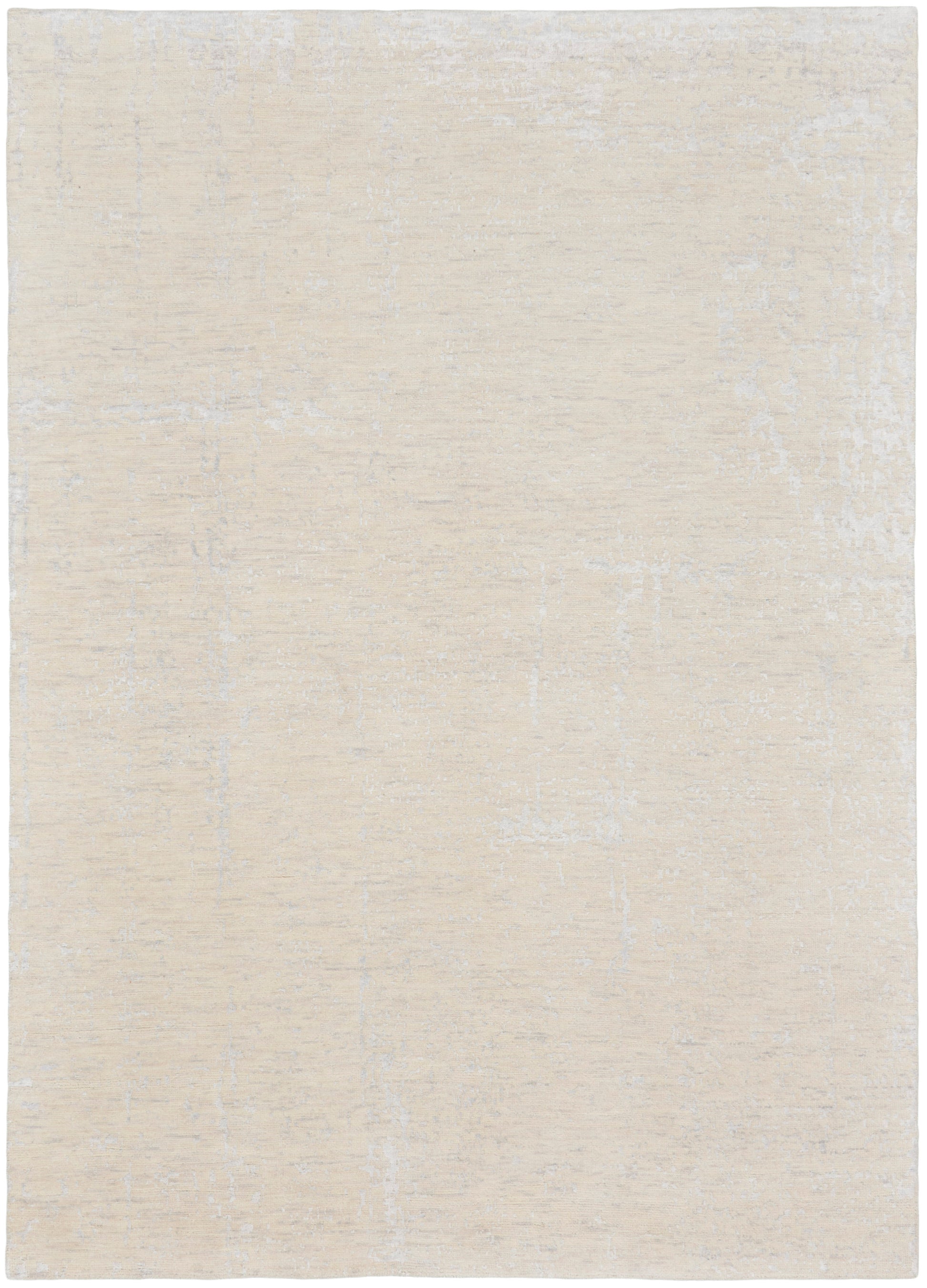 Beige rug with subtle whitewashed texture; rectangular, neutral-toned decorative floor covering.