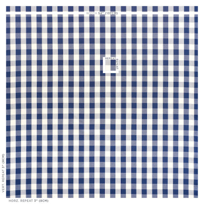 SCHUMACHER FABRIC  REVISIT OF POPULAR PATTERNS CAMDEN COTTON CHECK   NAVY   - 63043