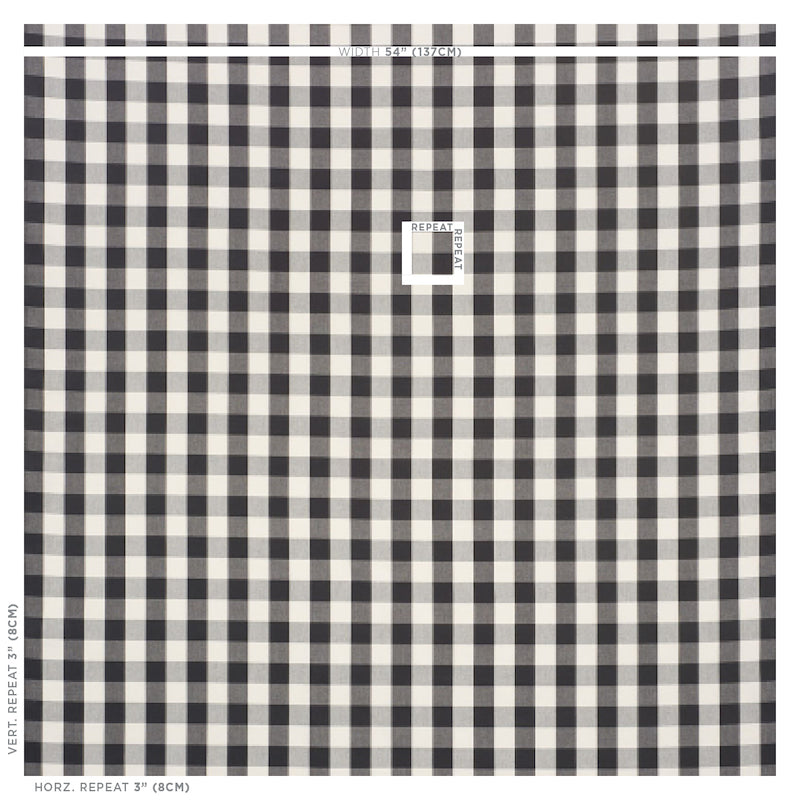 SCHUMACHER  REVISIT OF POPULAR PATTERNS CAMDEN COTTON CHECK PATTERN WOVENS PATTERN WOVENS BLACK   - 63044