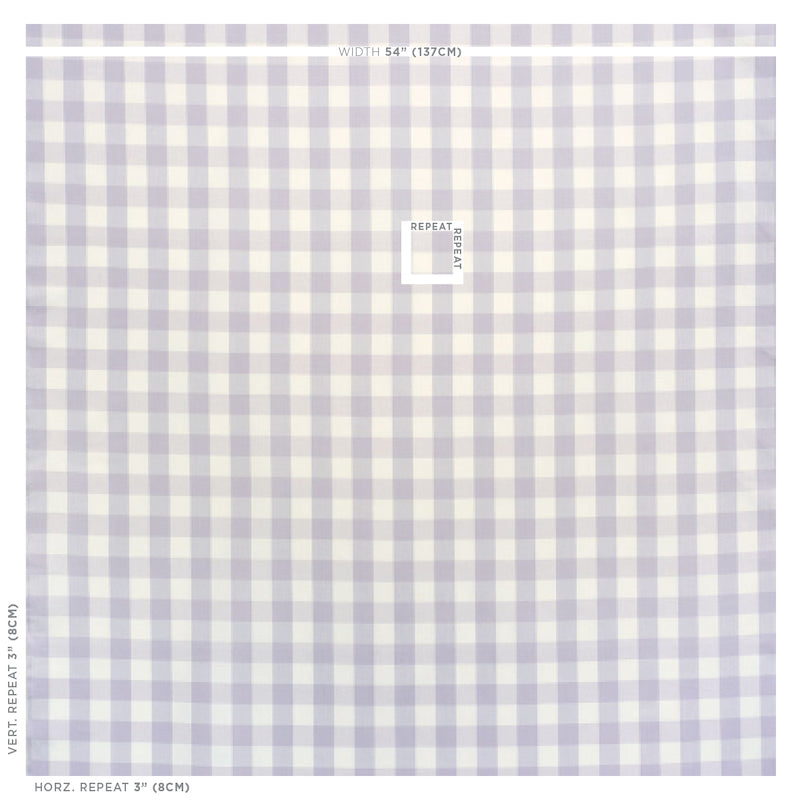 SCHUMACHER FABRIC  REVISIT OF POPULAR PATTERNS CAMDEN COTTON CHECK   LILAC   - 63046