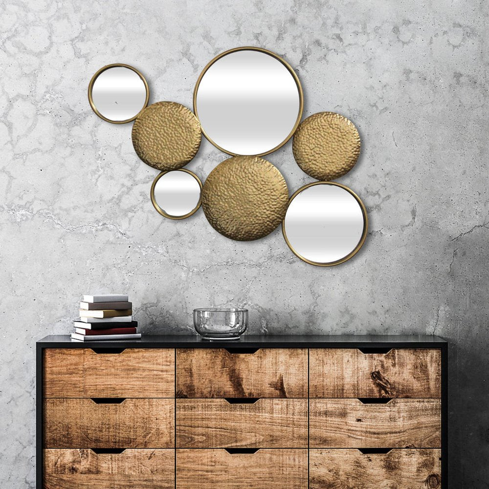 37" Gold Metal And Mirrored Glass Wall Decor Accent Mirror