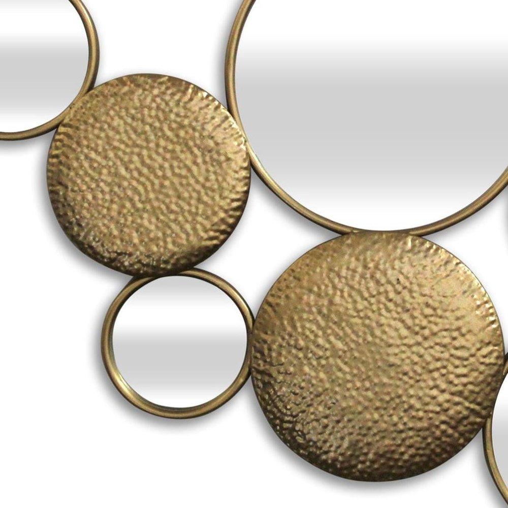 37" Gold Metal And Mirrored Glass Wall Decor Accent Mirror