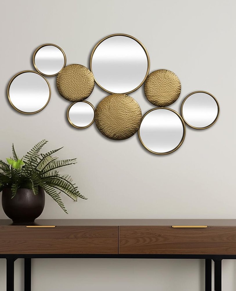 37" Gold Metal And Mirrored Glass Wall Decor Accent Mirror
