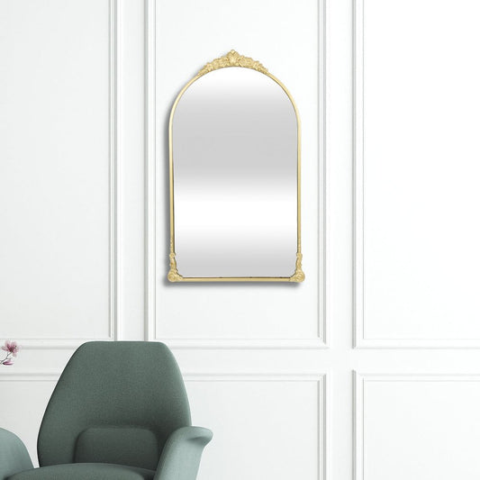 34" Gold Metal Arch Accent Mirror