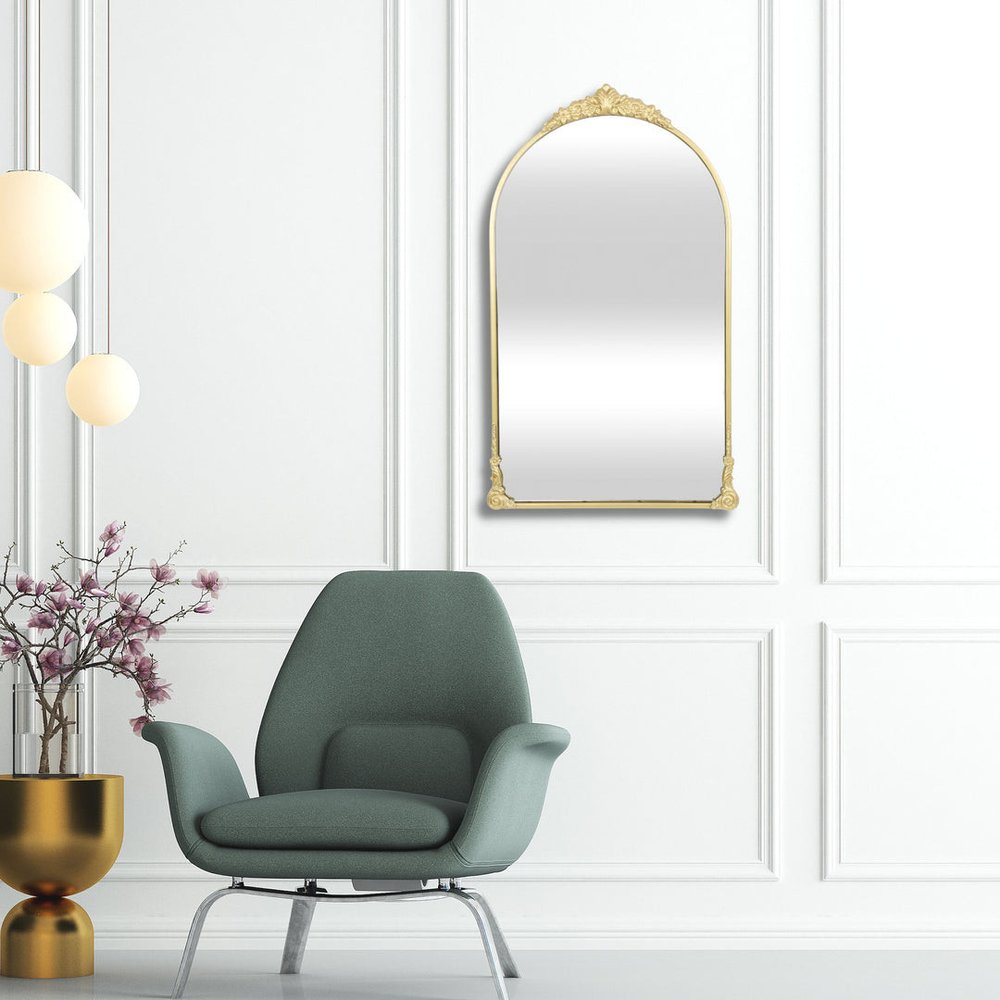 34" Gold Metal Arch Accent Mirror
