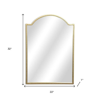 32" Gold Metal Beaded Arch Accent Mirror