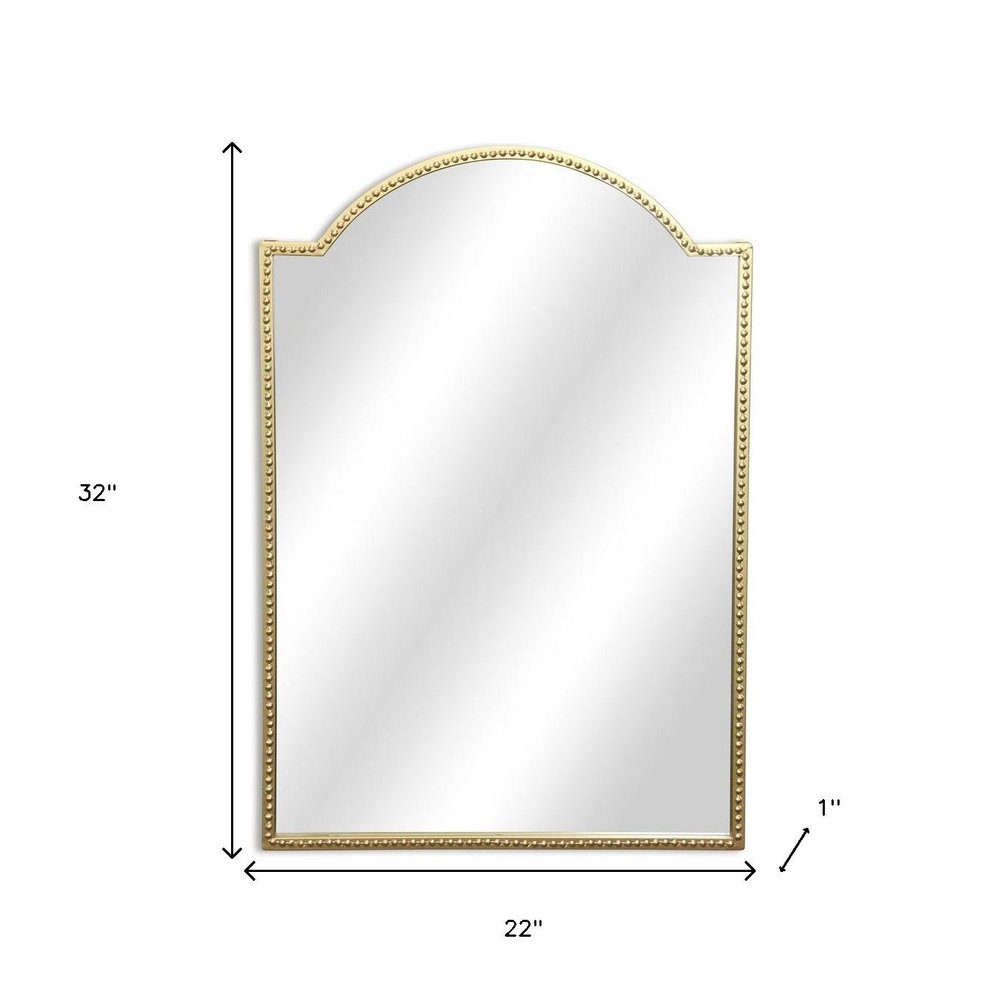 32" Gold Metal Beaded Arch Accent Mirror