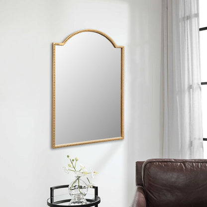 32" Gold Metal Beaded Arch Accent Mirror