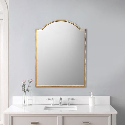 32" Gold Metal Beaded Arch Accent Mirror