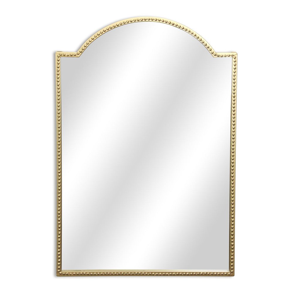 32" Gold Metal Beaded Arch Accent Mirror