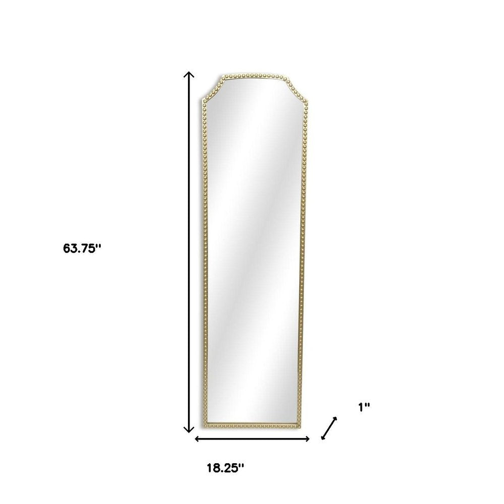 64" Gold Metal Beaded Arch Full Length Hanging Mirror