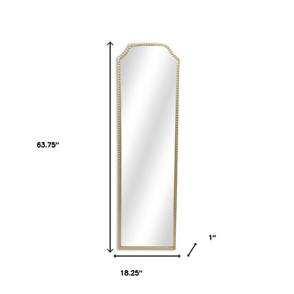64" Gold Metal Beaded Arch Full Length Hanging Mirror
