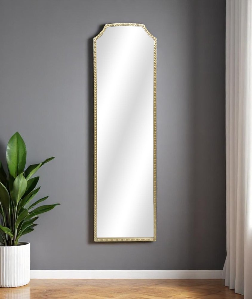 64" Gold Metal Beaded Arch Full Length Hanging Mirror
