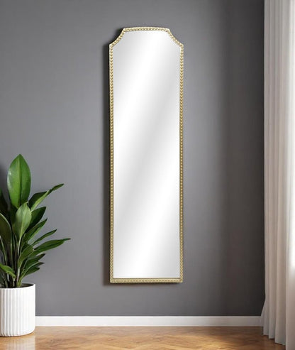 64" Gold Metal Beaded Arch Full Length Hanging Mirror