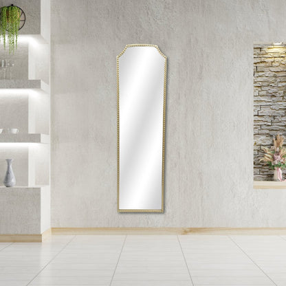 64" Gold Metal Beaded Arch Full Length Hanging Mirror