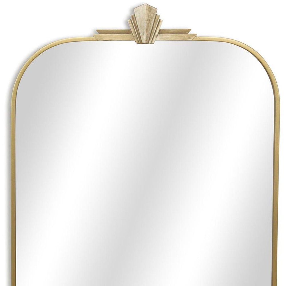 31" Gold Metal Art Deco Arch Accent Mirror