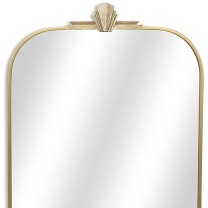 31" Gold Metal Art Deco Arch Accent Mirror