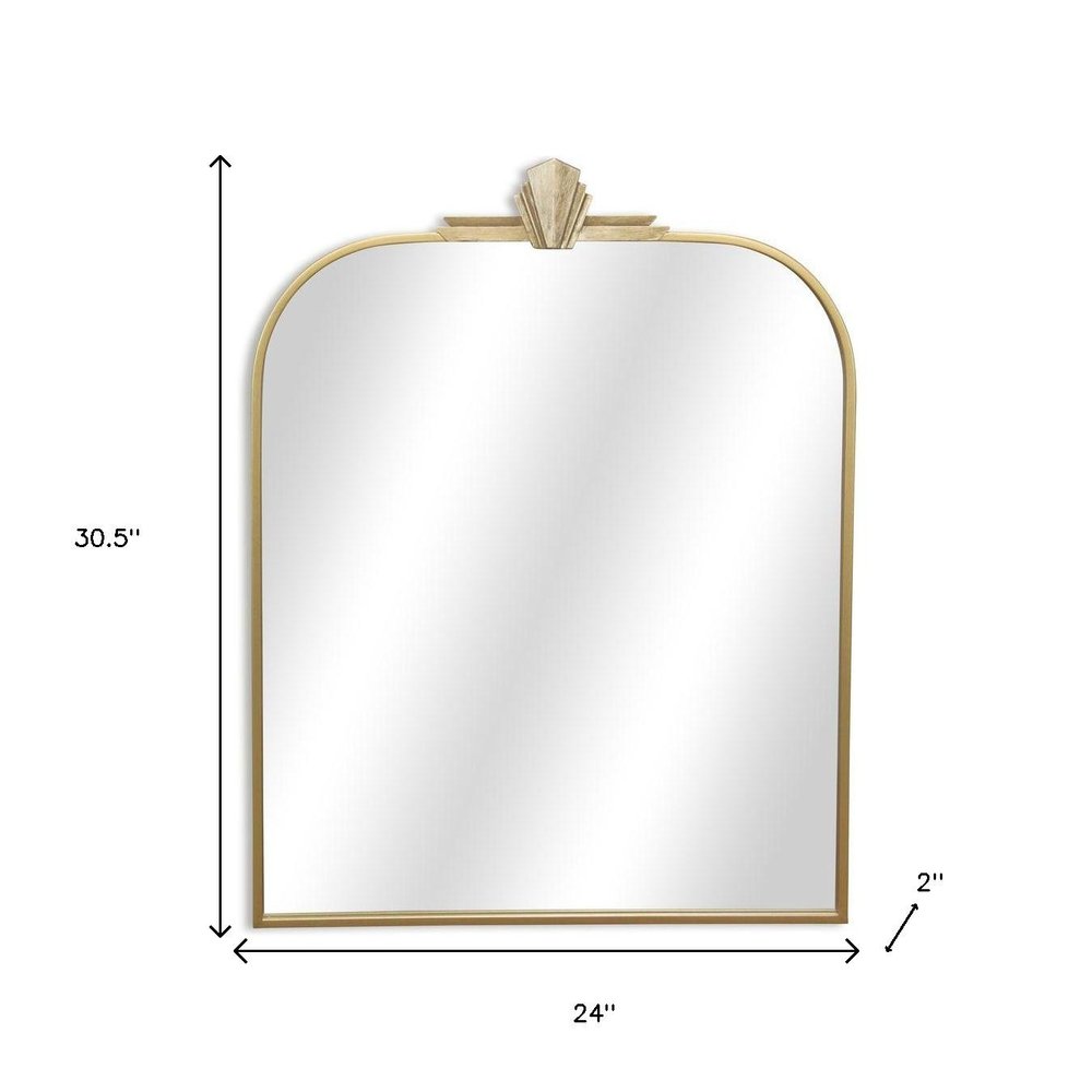31" Gold Metal Art Deco Arch Accent Mirror