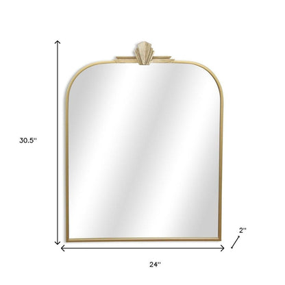 31" Gold Metal Art Deco Arch Accent Mirror