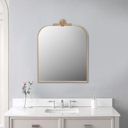 31" Gold Metal Art Deco Arch Accent Mirror