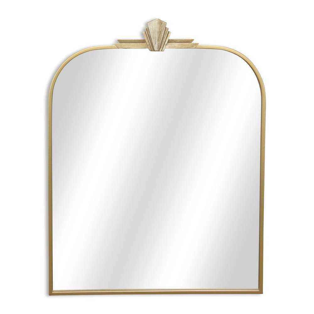 31" Gold Metal Art Deco Arch Accent Mirror