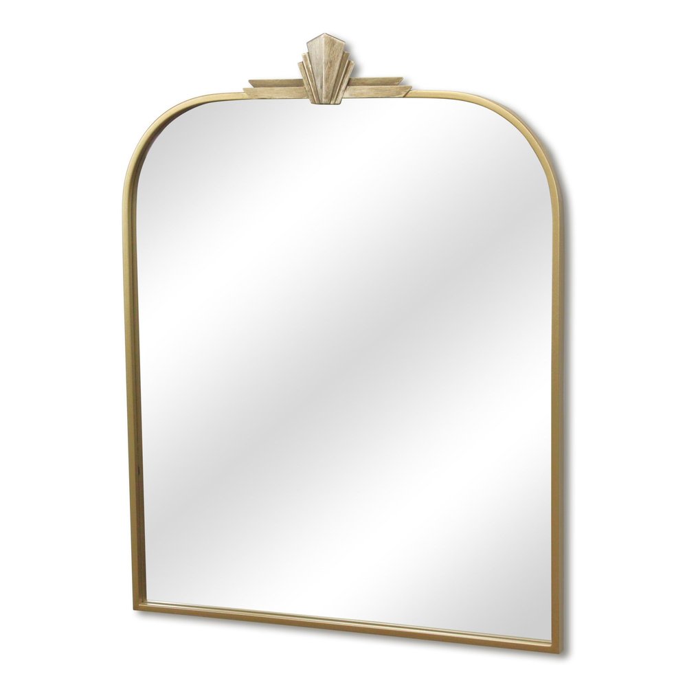 31" Gold Metal Art Deco Arch Accent Mirror