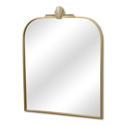 31" Gold Metal Art Deco Arch Accent Mirror