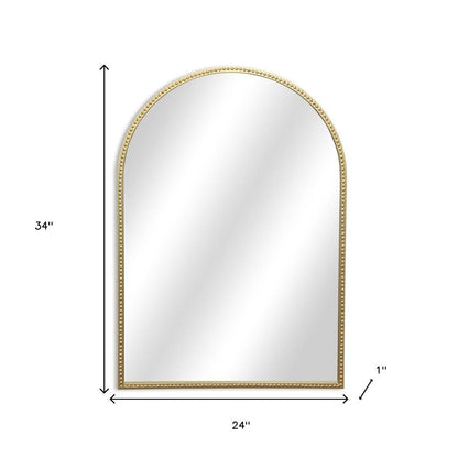 34" Gold Metal Beaded Arch Accent Mirror