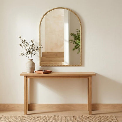 34" Gold Metal Beaded Arch Accent Mirror