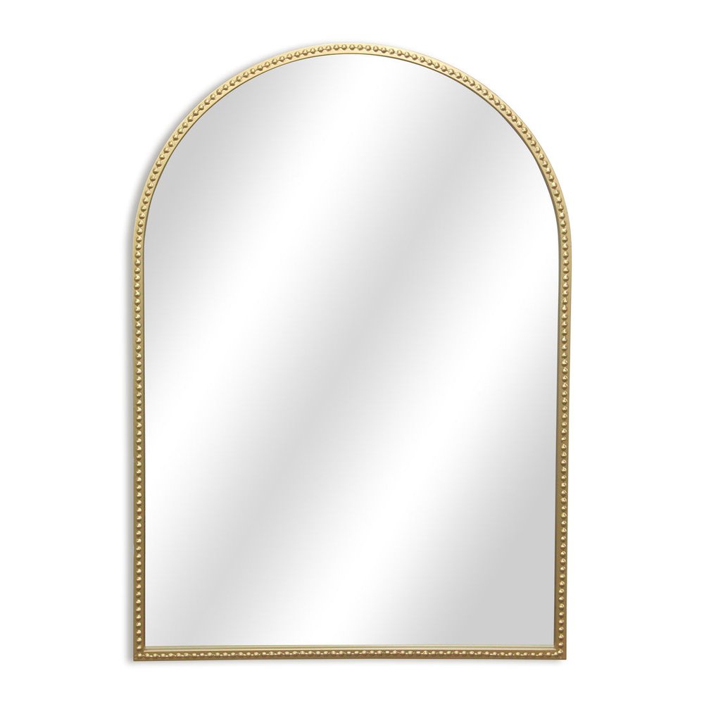 34" Gold Metal Beaded Arch Accent Mirror