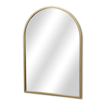 34" Gold Metal Beaded Arch Accent Mirror