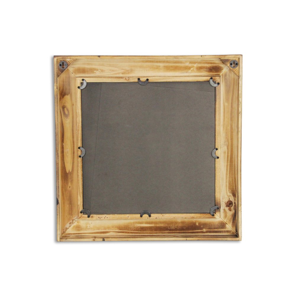 22" Brown Wood With Gold Bows Square Accent Mirror