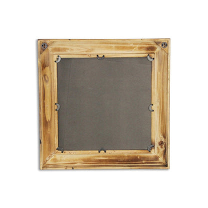22" Brown Wood With Gold Bows Square Accent Mirror