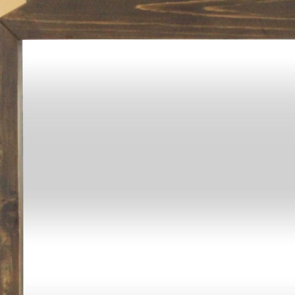 22" Brown Wood With Gold Bows Square Accent Mirror