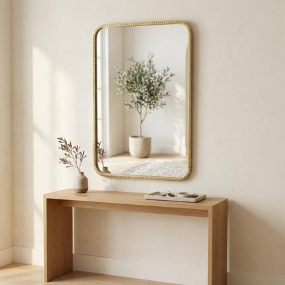 32" Gold Metal Beaded Accent Mirror