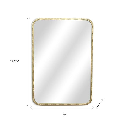 32" Gold Metal Beaded Accent Mirror