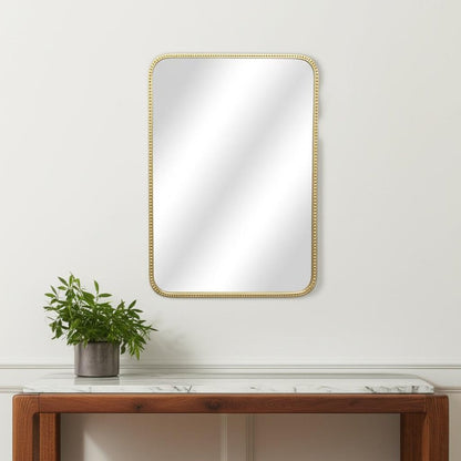 32" Gold Metal Beaded Accent Mirror