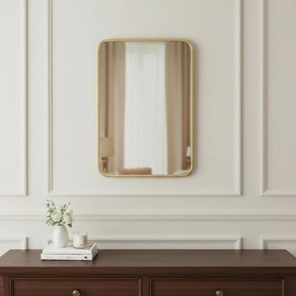 32" Gold Metal Beaded Accent Mirror
