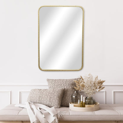 32" Gold Metal Beaded Accent Mirror