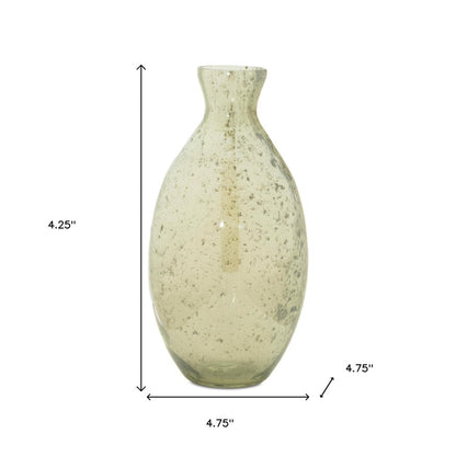 Set of Three Sage Green Seeded Bubble Glass Table Vases