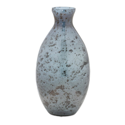 Set of Three Blue And Gray Seeded Glass Table Vases