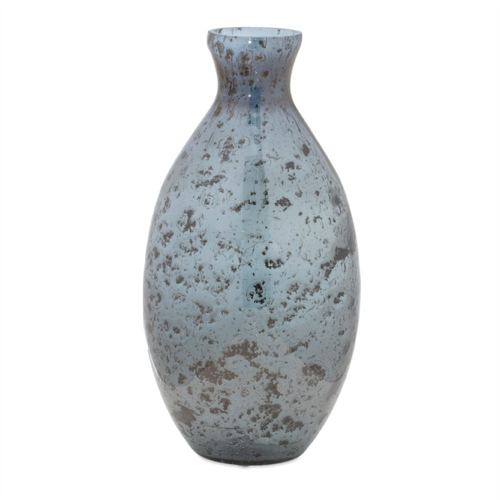 Set of Three Blue And Gray Seeded Glass Table Vases