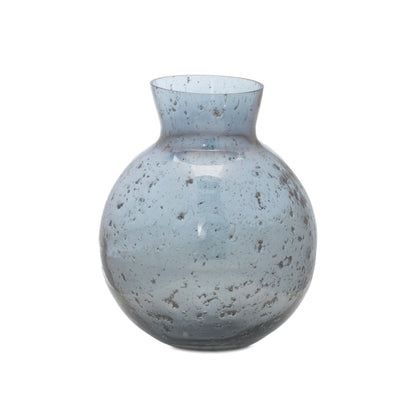 Set of Three Blue And Gray Seeded Glass Table Vases