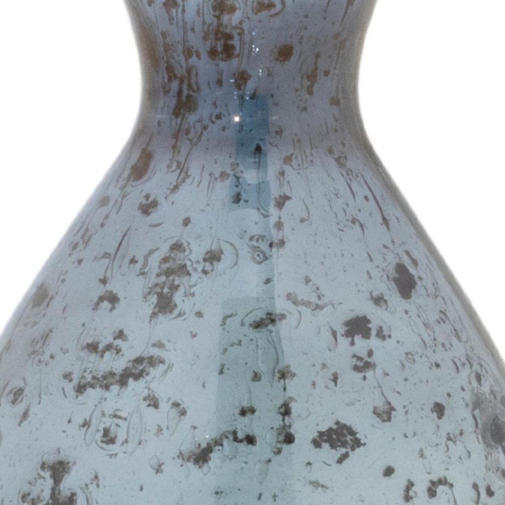 Set of Three Blue And Gray Seeded Glass Table Vases