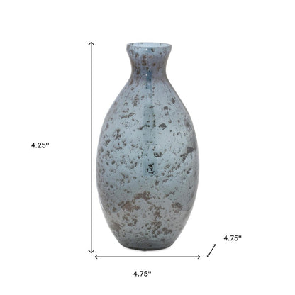 Set of Three Blue And Gray Seeded Glass Table Vases