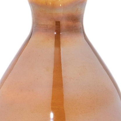 Set of Three Beige And Brown Crackle Glaze Glass Table Vases