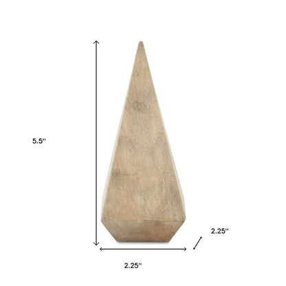 6" Natural Solid Wood Pyramid Decorative Sculpture
