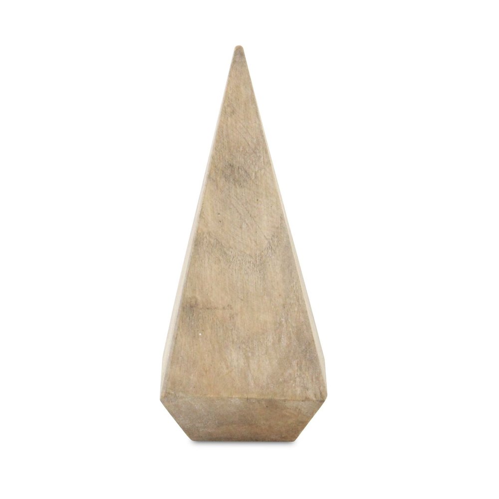 6" Natural Solid Wood Pyramid Decorative Sculpture