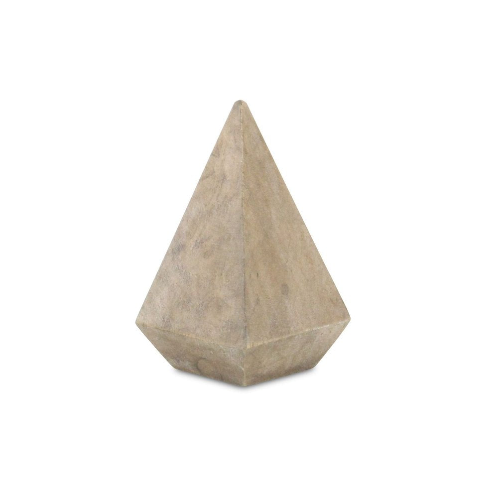 4" Natural Solid Wood Pyramid Decorative Sculpture